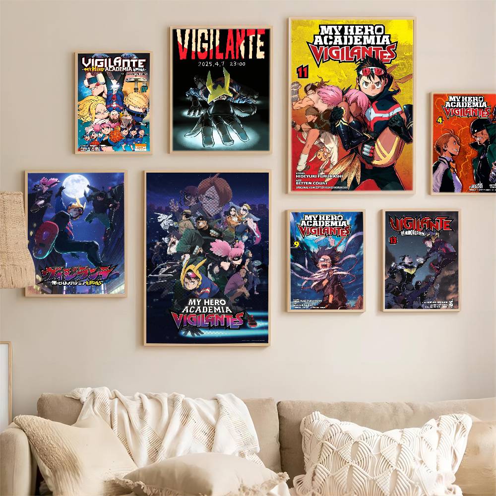 V-Vigilante B-Boku no Hero Academia I-Illegals Self-adhesive Art Poster Retro Kraft Paper Sticker DIY Room Bar Cafe Stickers