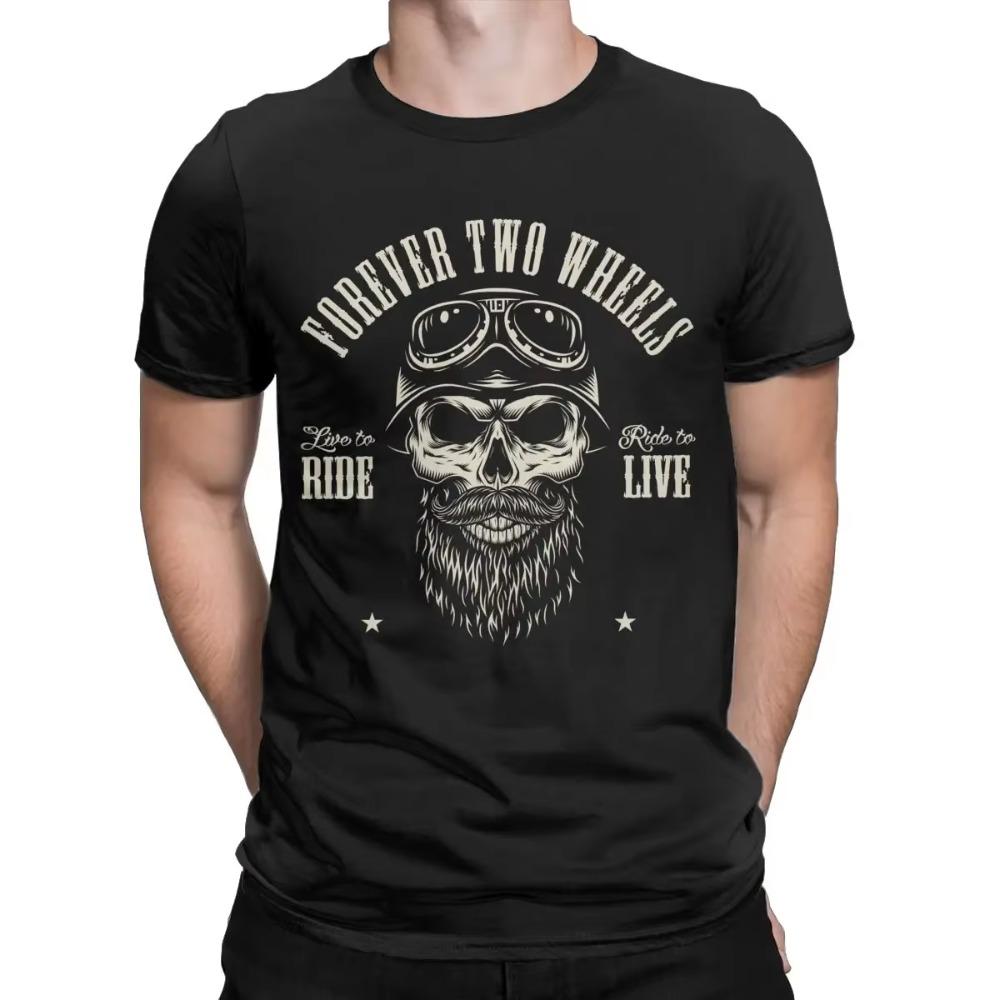 Crazy Motorcycle Vintage Rider Ride To Live T Shirt Men Women 100% Cotton Forever Two Wheels Tees Shirt Printing Clothing