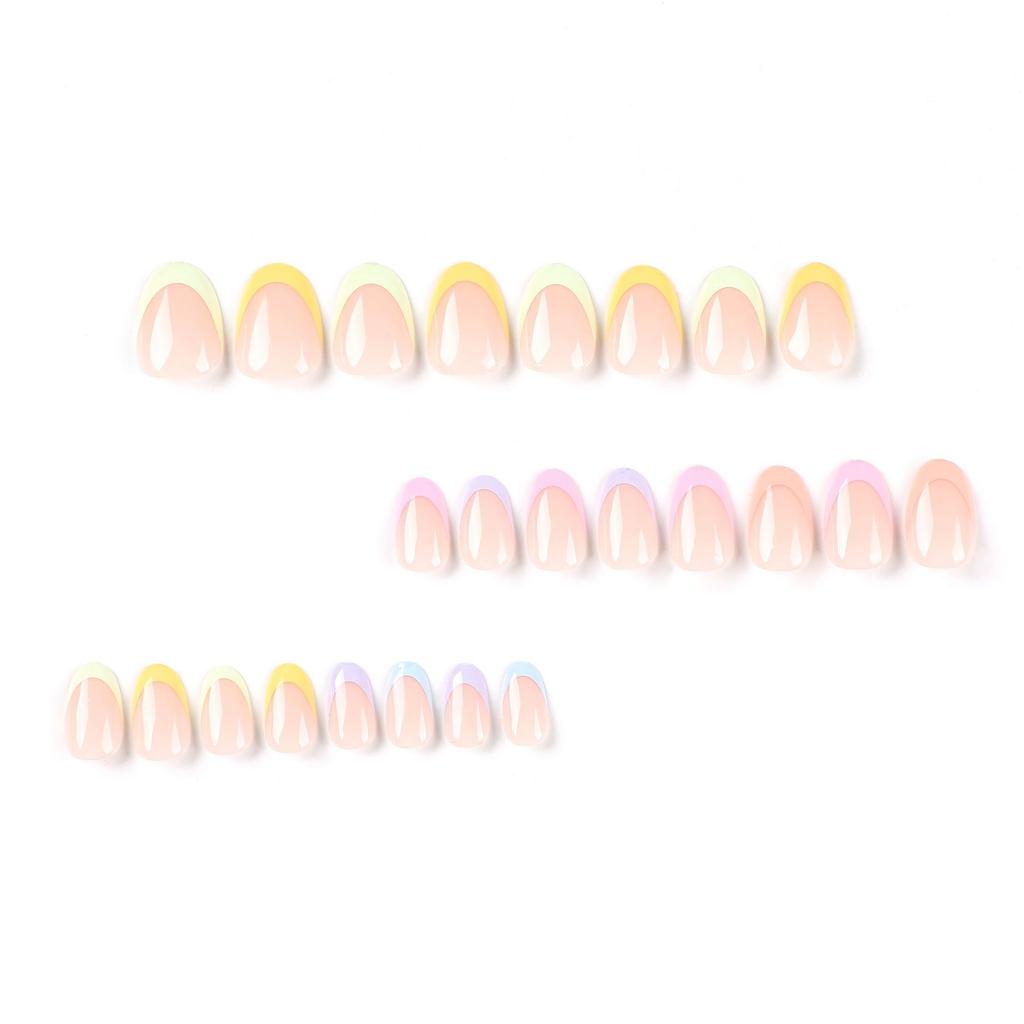 Nail Sticker Summer Multi-color French Fresh Rainbow Wearable Nail Piece False Nails