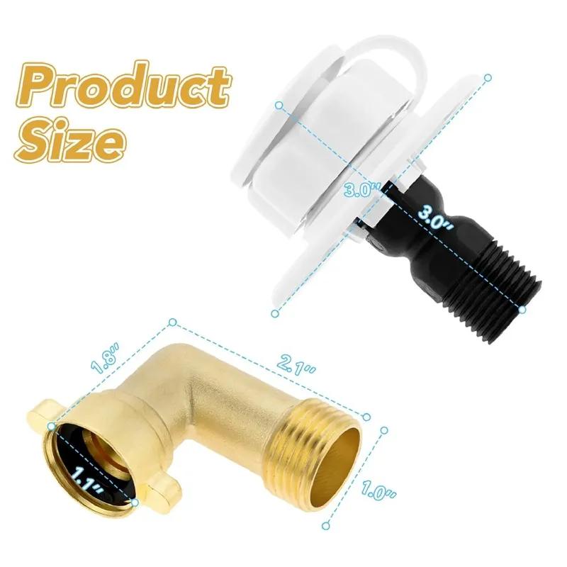 Auto Marine RV City Water Fill Inlet Flange Brass with Garden Hose Elbow Check Valve 90 Degree Connector 1/2" NPT Male 3" Flange