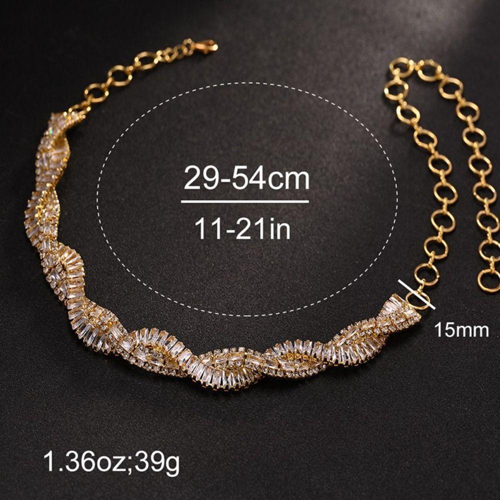 Multi-Row Geometric Crystal Choker Necklaces Luxury Trendy Weave Necklaces Fashion Accessories
