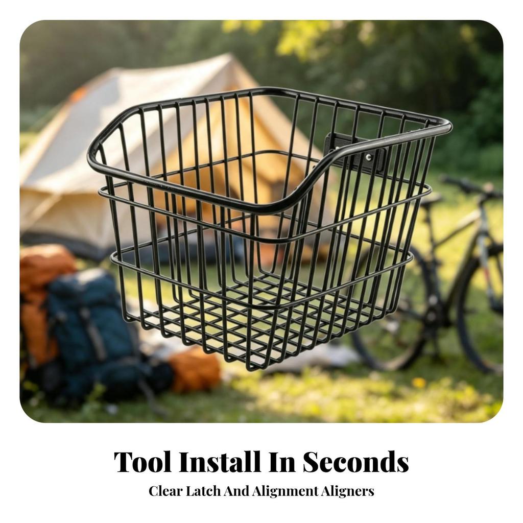 Bike Rear Rack with Basket Long-Lasting for Grocery Shopping, Commuters