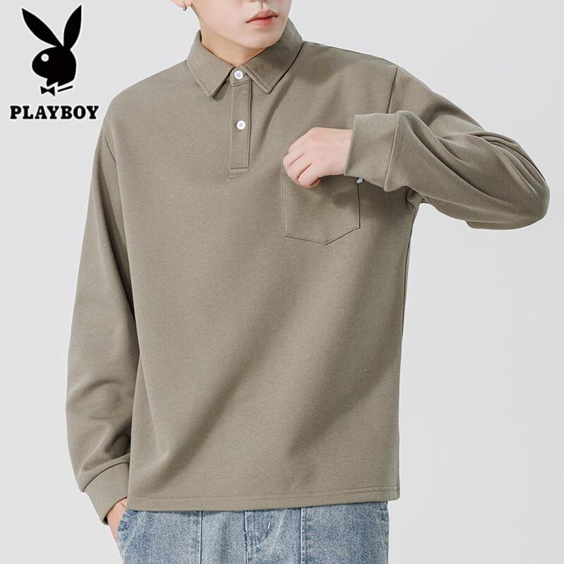 PLAYBOY Men's Casual Long Sleeve Polo Shirt