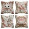 4Pcs Spring Easter Pillowcase, Cute Rabbit, Easter Egg Plant Flower Print Pillowcase, Easter Party Decoration Sofa Cushion Cover