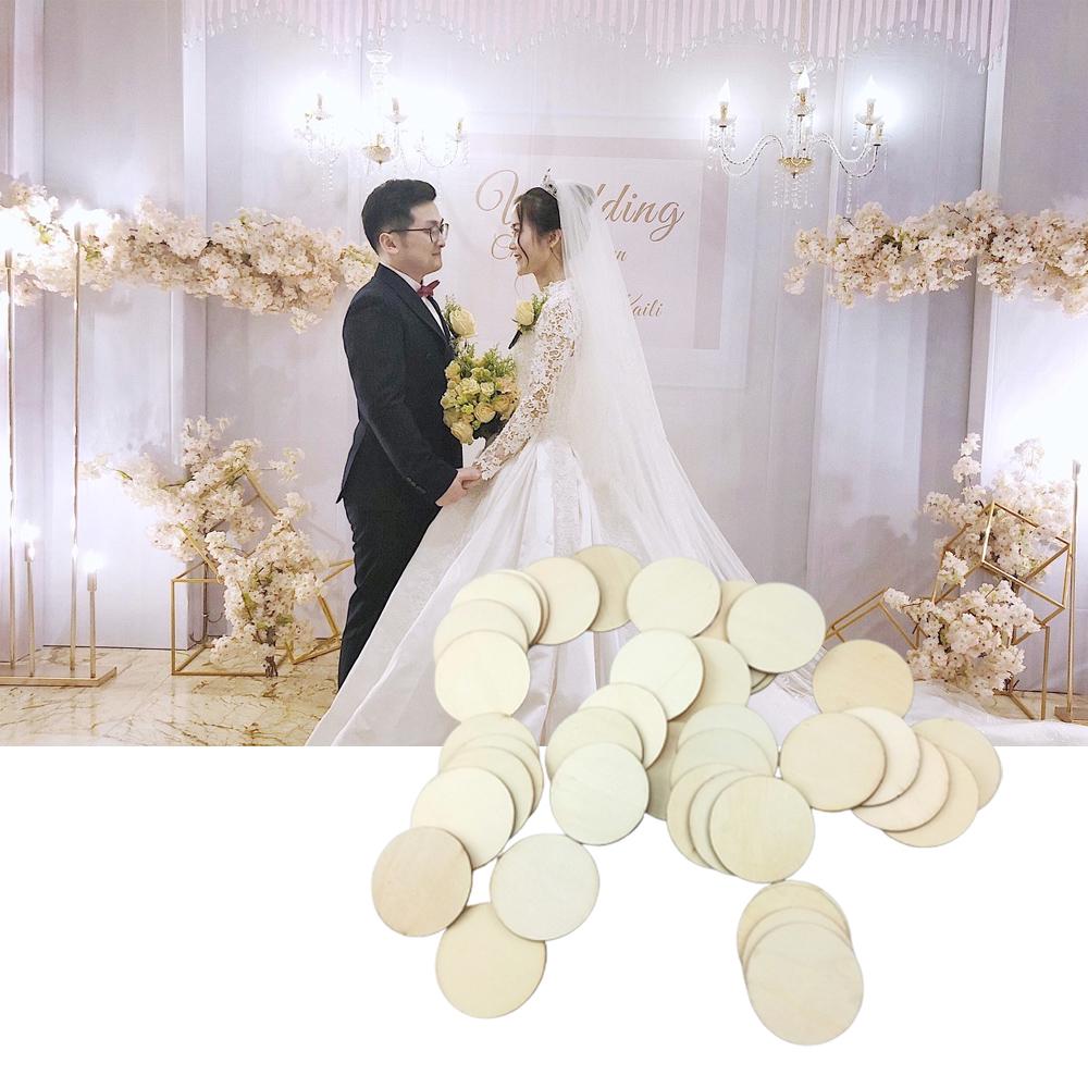 40ks 50mm dřevěných kruhů kulatých svatebních řemesel na výrobu scrapbookingu