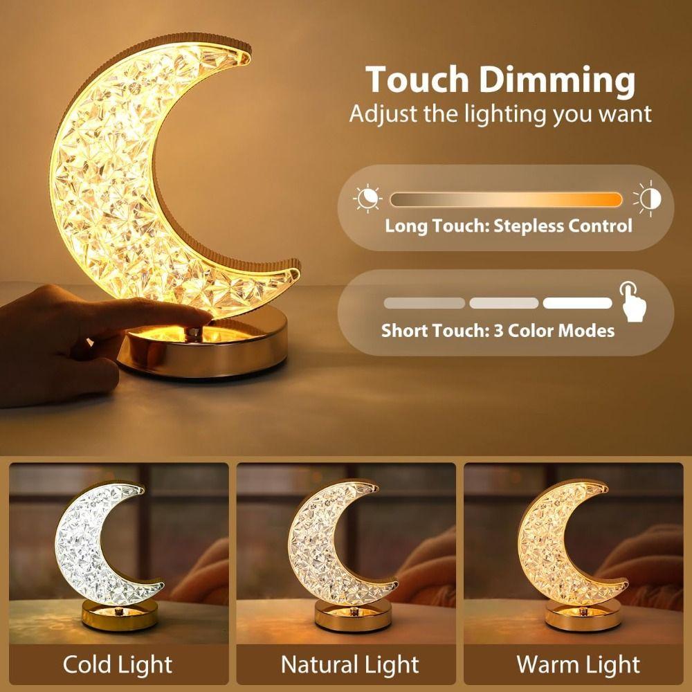 USB Rechargeable Crystal Night Light Dimmable Desk Light New Beside Lamp