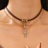 Punk Rivet Cross Clavicle Chain Choker Necklace for Men & Women
