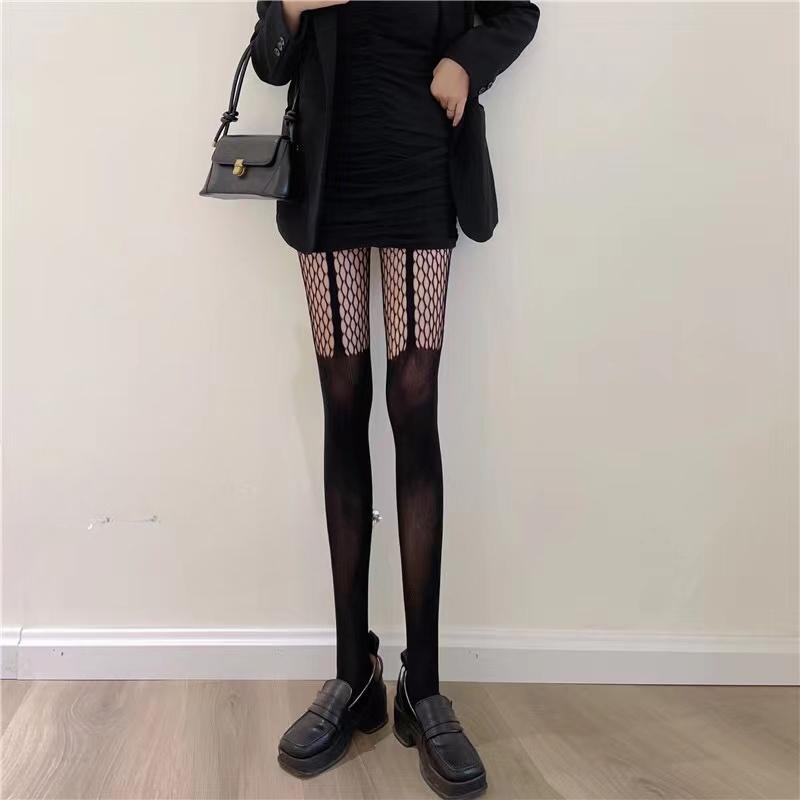 

Сексуальные женские фейковые чулки-сетка до бедра, готические, лолита, униформа, сетчатый низ, пэчворк, черные колготки, горячая девушка, тонкие готические чулки One Size чёрный
