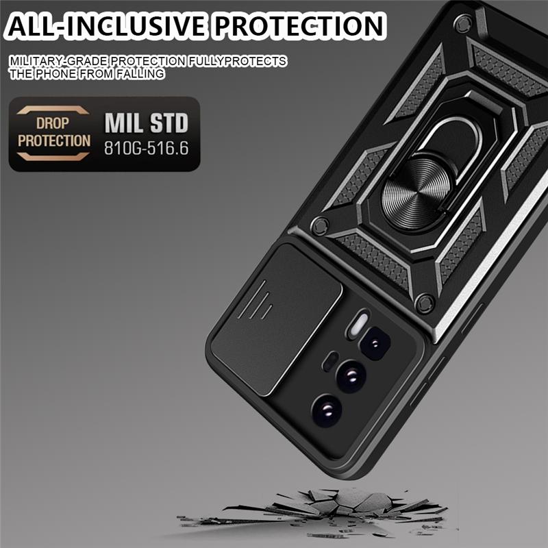 For Xiaomi Pocophone Poco F5 F5Pro Case Shockproof Armor Magnetic Car Holder Ring Cases For Poco F5 Pro Slide Camera Lens Cover