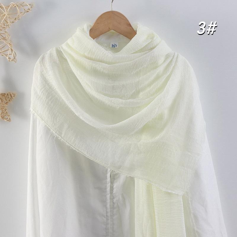 Women's Cotton Linen Silk Scarf - All-Season, Solid Color, Versatile Head and Sunshade Wrap
