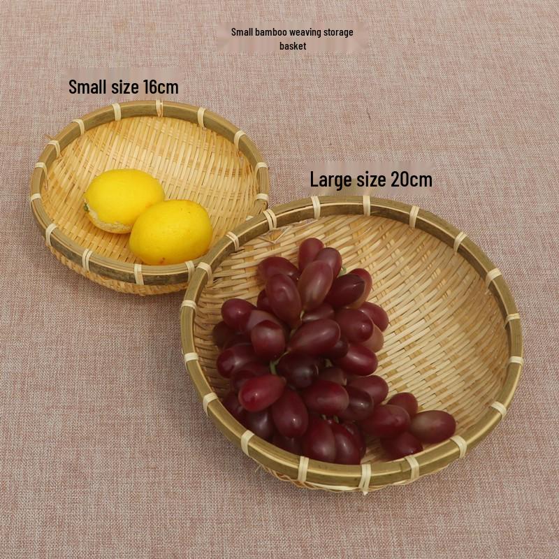 Round Handmade Bamboo Weaving Basket: Fruit, Vegetable, Washing, and Storage Sieve