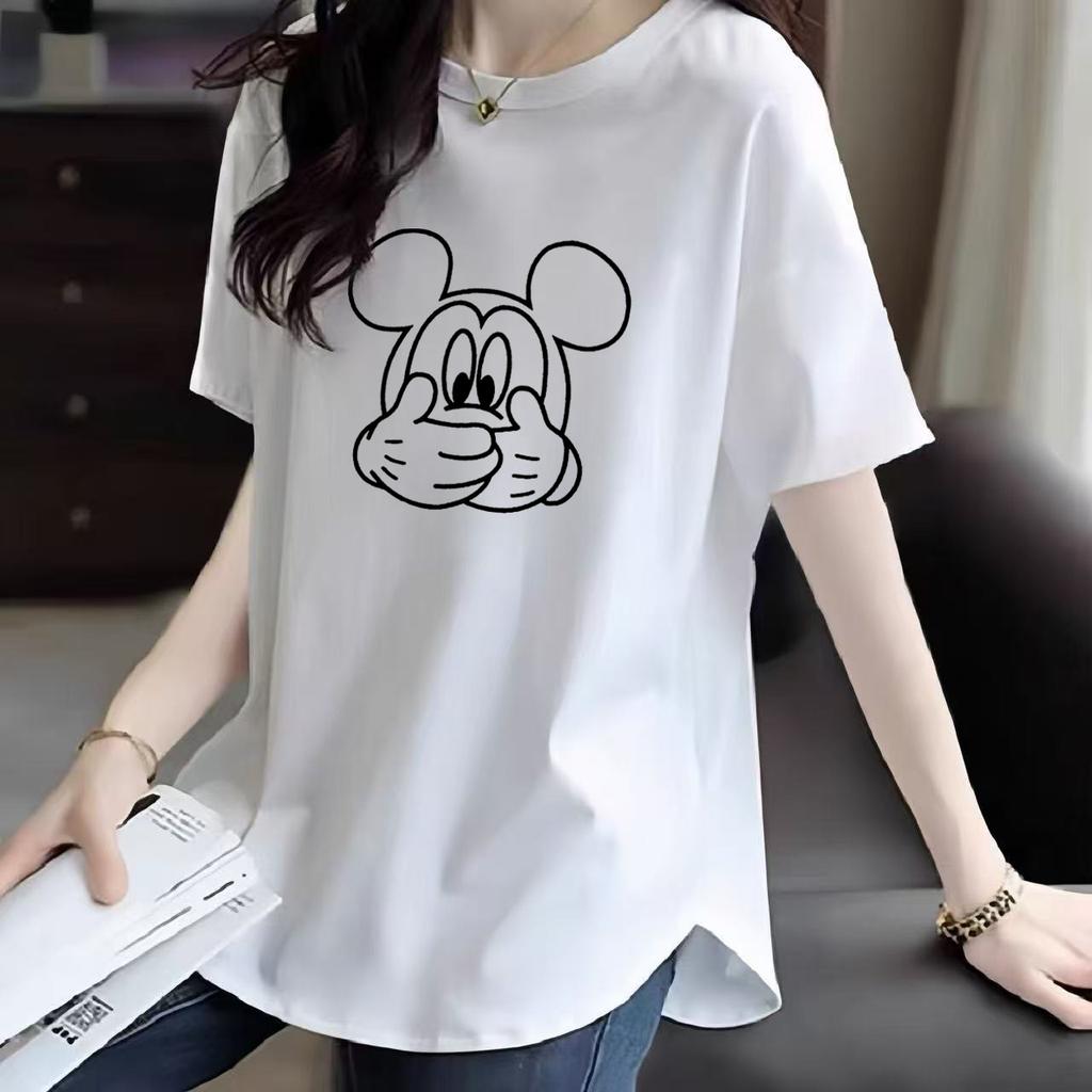 Pure Cotton Short-sleeved T-shirt for Women's New Summer Mid-length Style Covering The Curved Hem of The Butt Slightly Fat and Slim Top