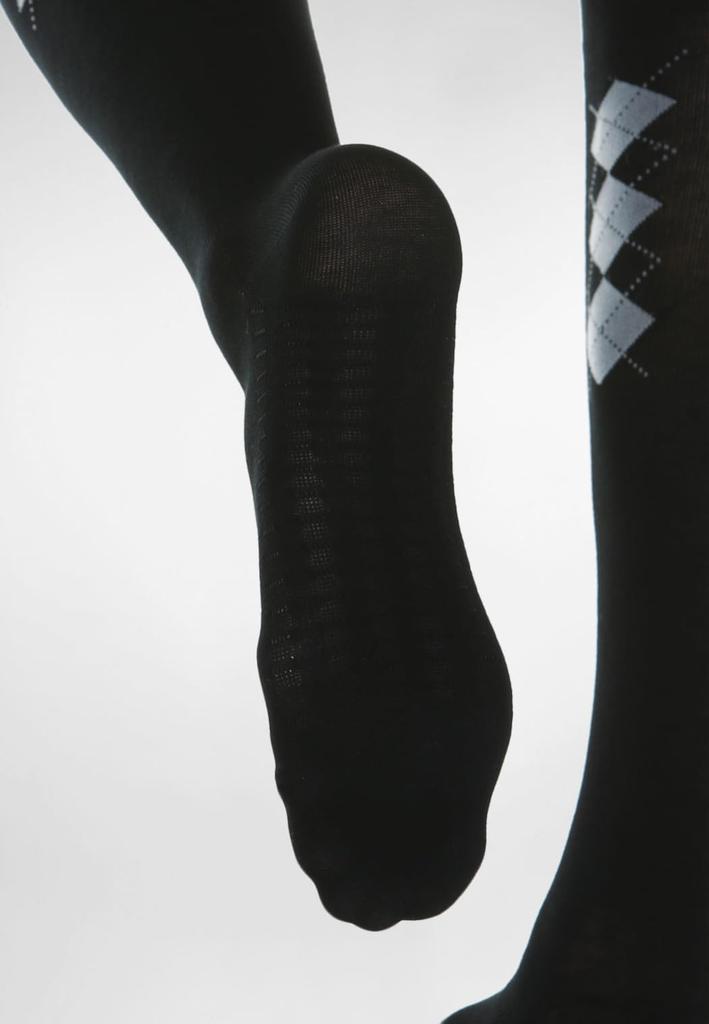 Relaxsan 820B Cotton Support Compression Knee with Patterned Cushion Size 4 Socks, 18-22 mmHg, Sole, Blue,