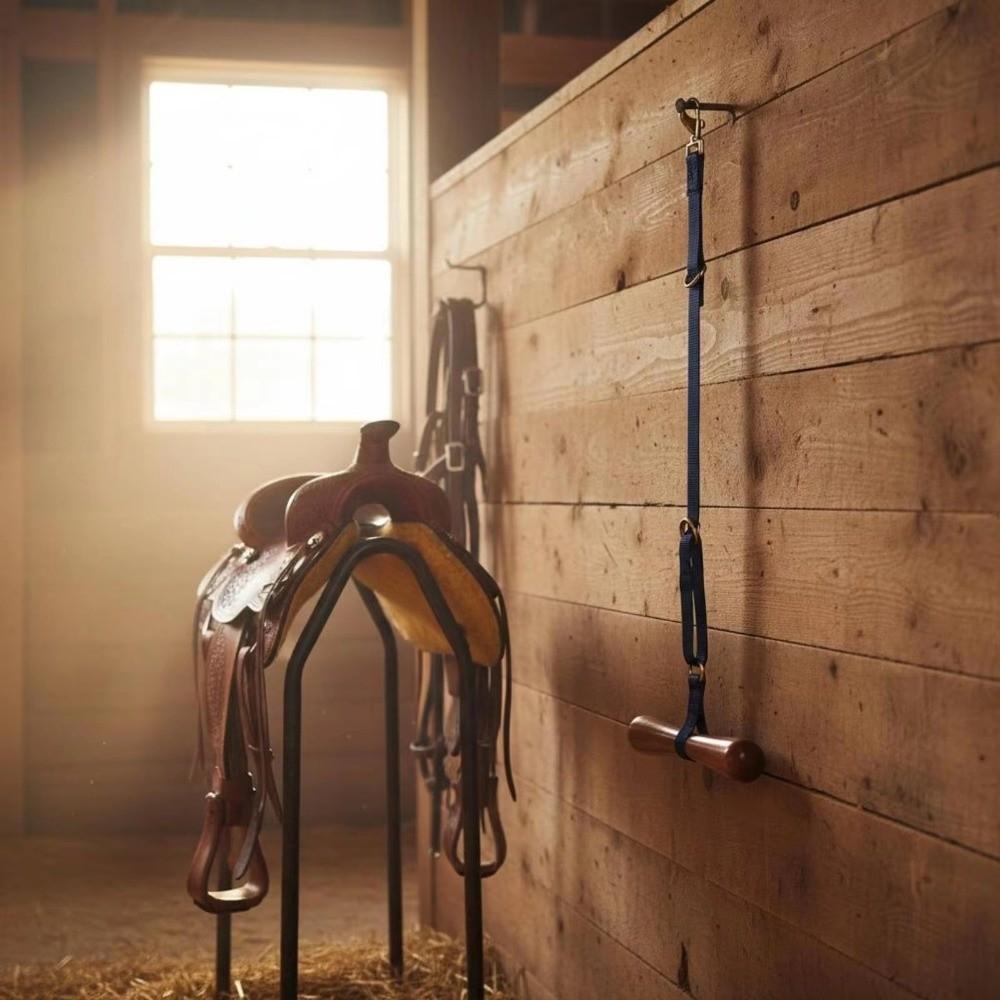 Adjustable Strap T-Shaped Saddle Hanger Wooden Horse Tack Rack Saddle T Hanger Horse Transport