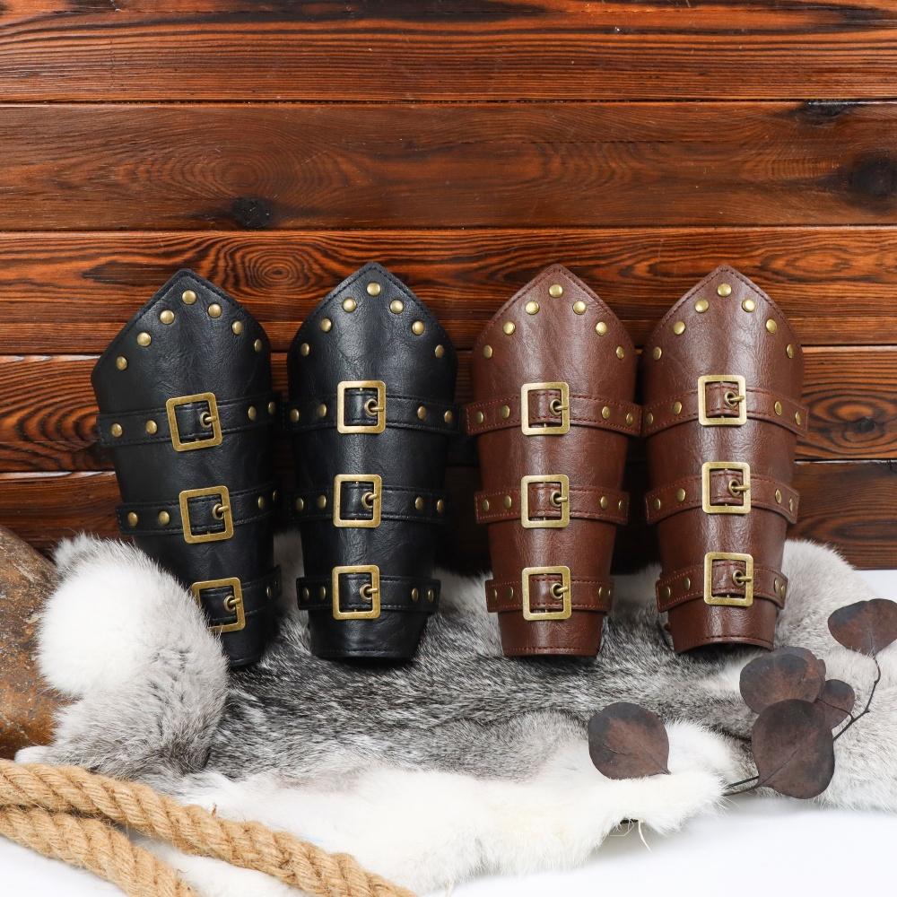 Medieval Belt Viking Knight Cosplay Rivet Bracelet PU Leather Material Outdoor Knight Riding Dress Cosplay Belt Accessory