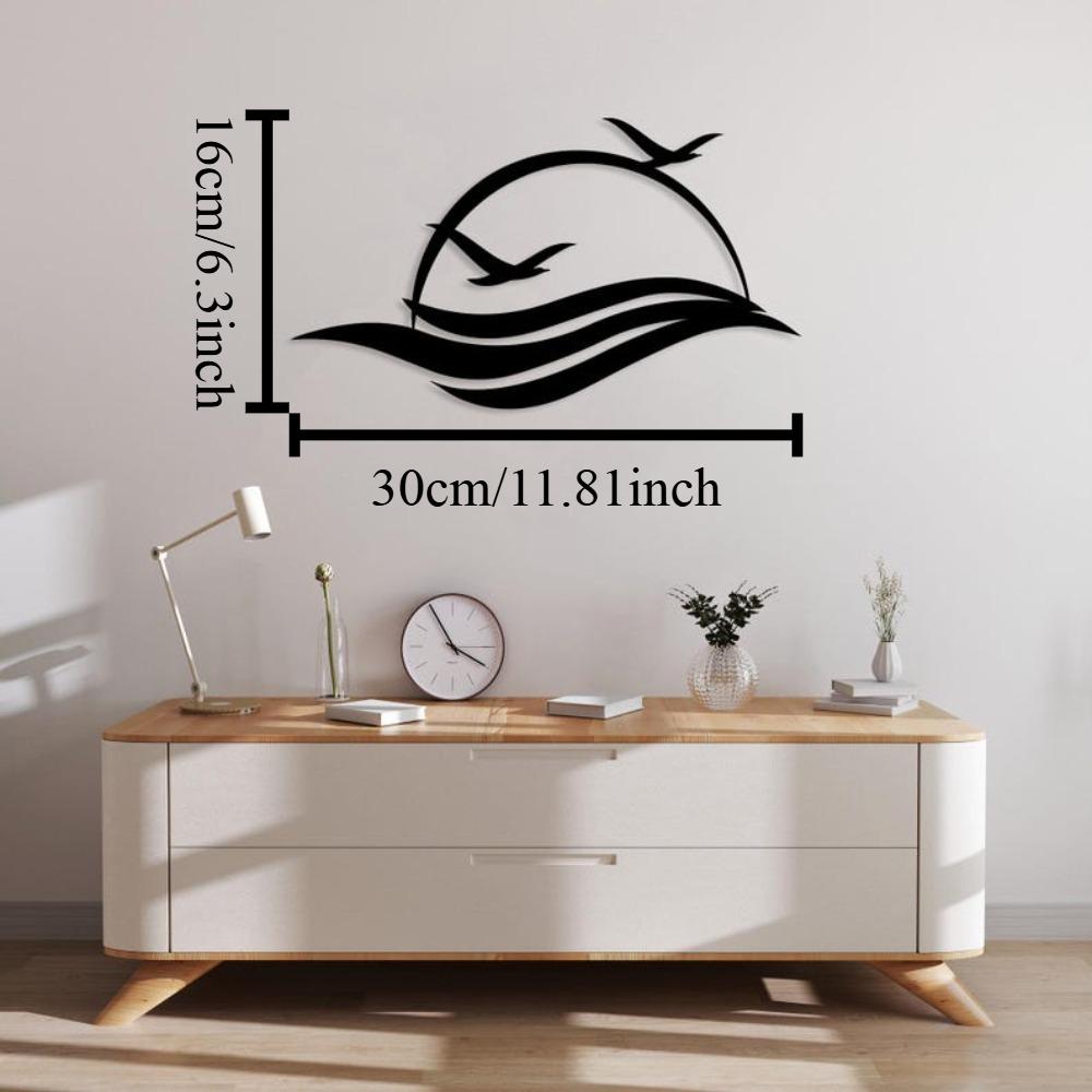 

Laser Cut Metal Wall Art Sunset Ocean Flying Birds 3D Home Decor Sculpture