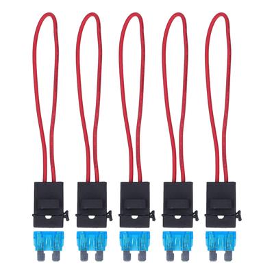 Lot de 5 Porte-fusibles à lames automobiles avec fusible 15A Étanche 14AWG Porte-fusible en ligne 30A