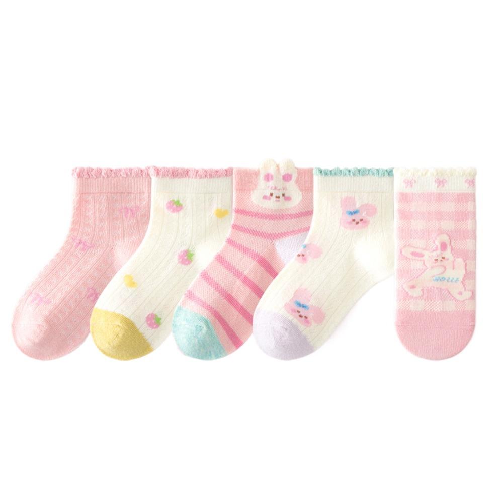 5Pairs Fashion Ruffle Baby Cotton Socks Autumn Spring Cute Toddle Short Tube Socks Sweet Mid-calf Newborn Socks Children