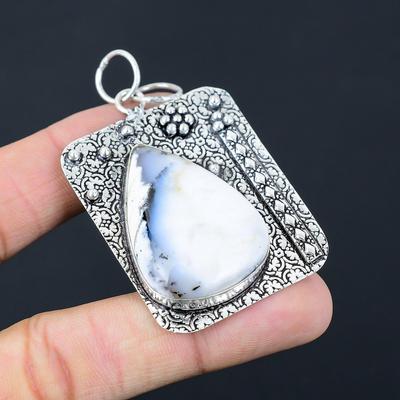 Birnen-Dendrit-Opal Edelstein 925 Silber Hochzeit Verlobung Mutter Anhänger Schmuck