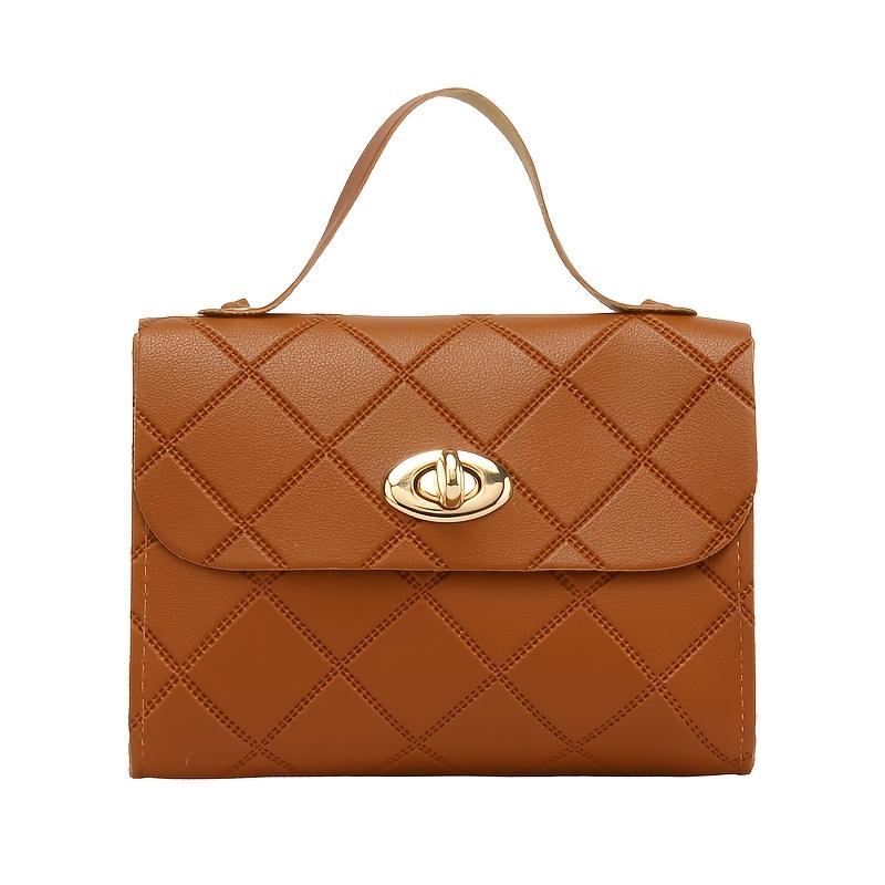 Chic Quilted Crossbody Bag for Women Adjustable & Detachable Strap, Twist Lock Closure Versatile for Casual & Formal Occasions, Crossbody Purse,