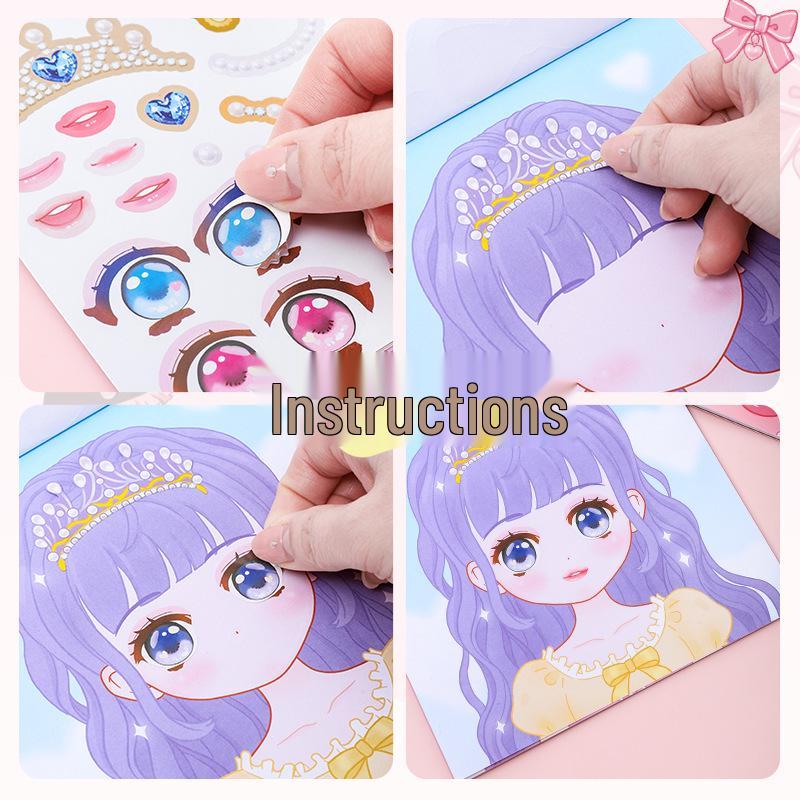 Princess Dress-Up DIY Sticker Book: Educational Makeup & Cartoon Decoration for Girls