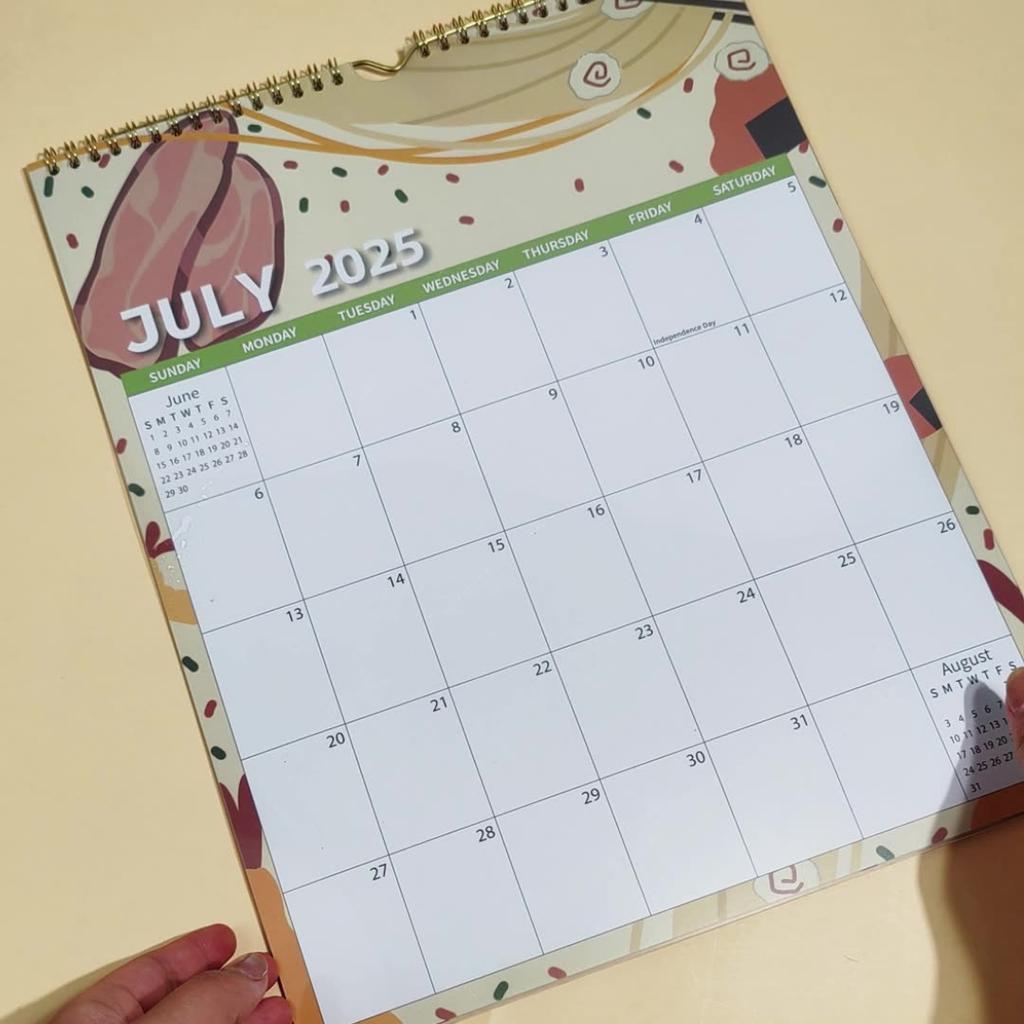 2026 Calendar 18 Months Runs From July 2025 To December 2026 with Hanger Thick Paper Spiral Binding Turn The Page Design