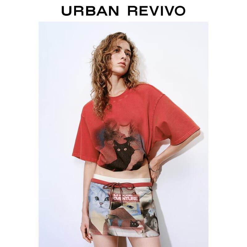 UR2025 Women's Retro Color-block Print T-shirt