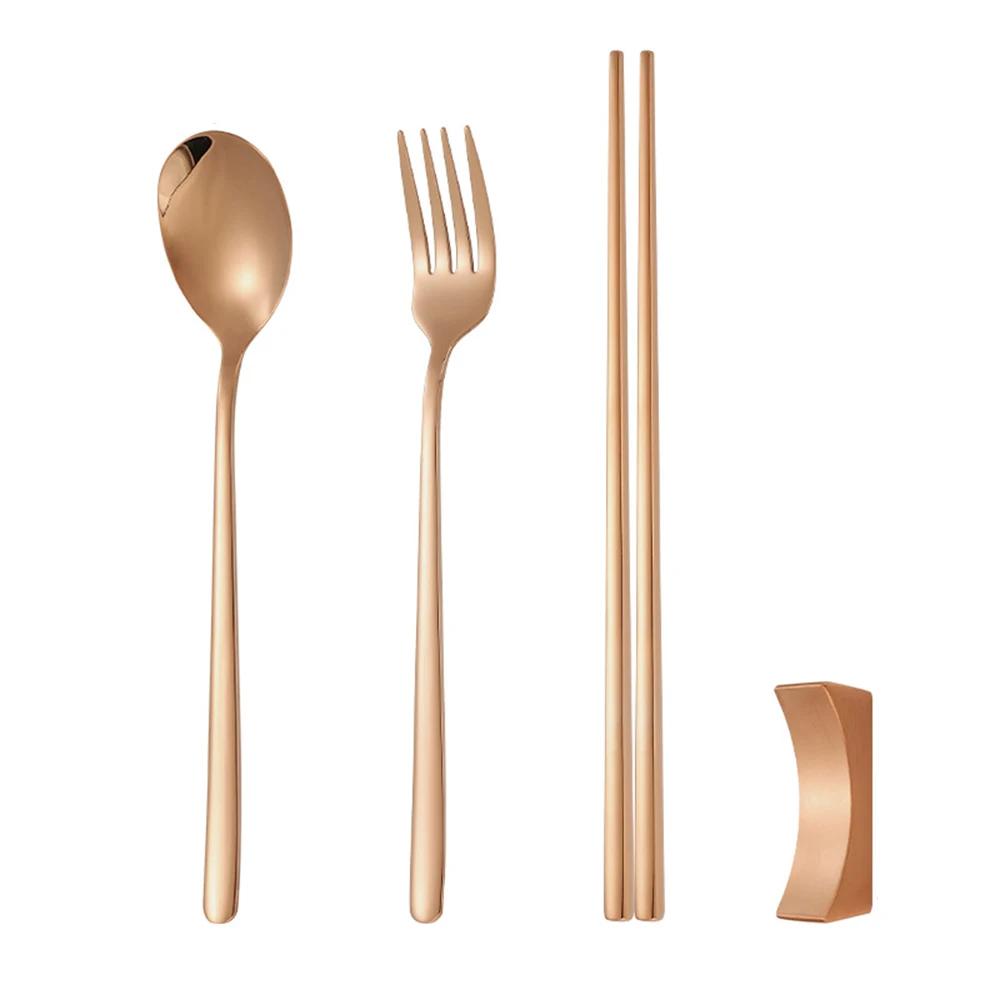 4Pcs 304 Stainless Steel Cutlery Set Sushi Sticks Dinner Spoons Set Dinnerware Korean Chopsticks Fork Spoon Flatware Set