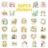 New 56 Small Fresh Retro Wedding Flowers Stickers Watercolor Flowers Wedding Creative Decoration Materials Stickers