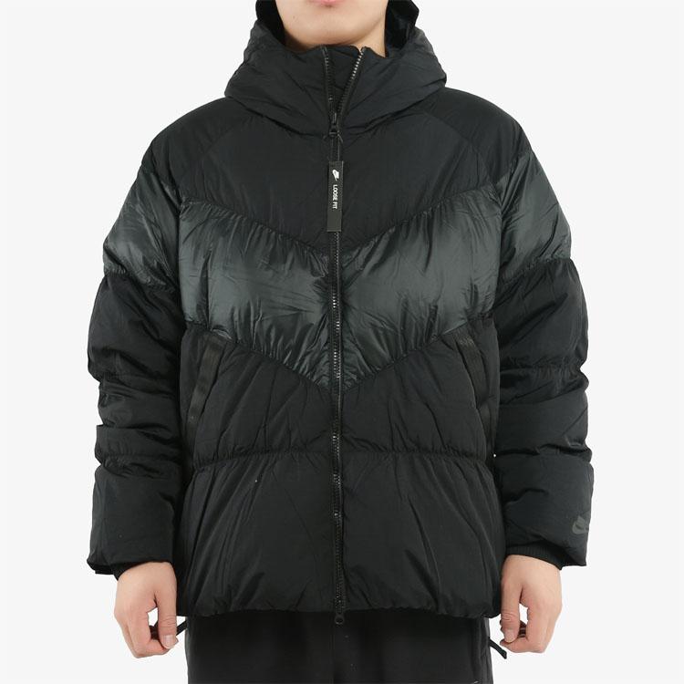 Nike Color-Block Hooded Down Jacket Men Outerwear Black BV4720-010