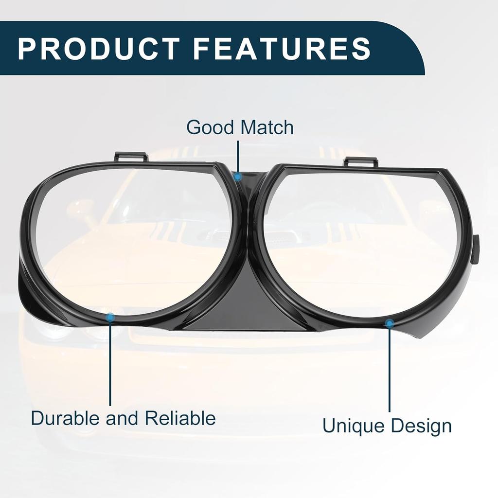 Enjoliveur de Phare pour Dodge Challenger 2008-2014 N° 68051527AA/68051526AA Enjoliveur de Phare Avant Gauche Droit Cache de Phare Décor Noir 1 Paire