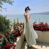 V-neck Halter Camisole Dress for Women, New Summer Long Dress, French Vacation Long Dress