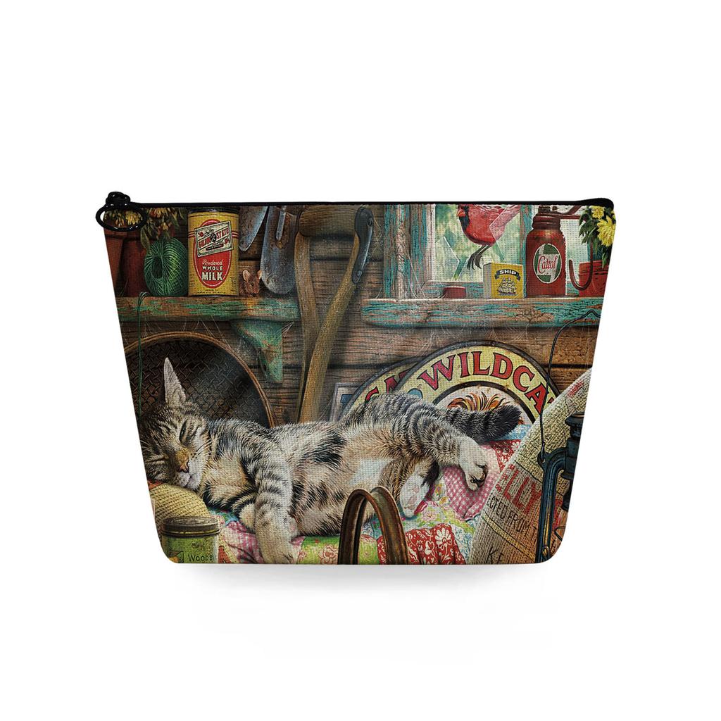 Dam Katt Tryck Sminkväska Toalettartiklar Organisera Reseförvaringsfodral 6784