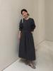 TG Minimalist Cotton-Feel Round Neck Long Sleeve Dress - 2026 Gentle Korean Style with Large Hem