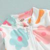 Kids Baby Girl Swimsuits Summer 2024 Floral Long Sleeve Zipper Ruffles Jumpsuit Swimwear Beachwear Bathing Suits