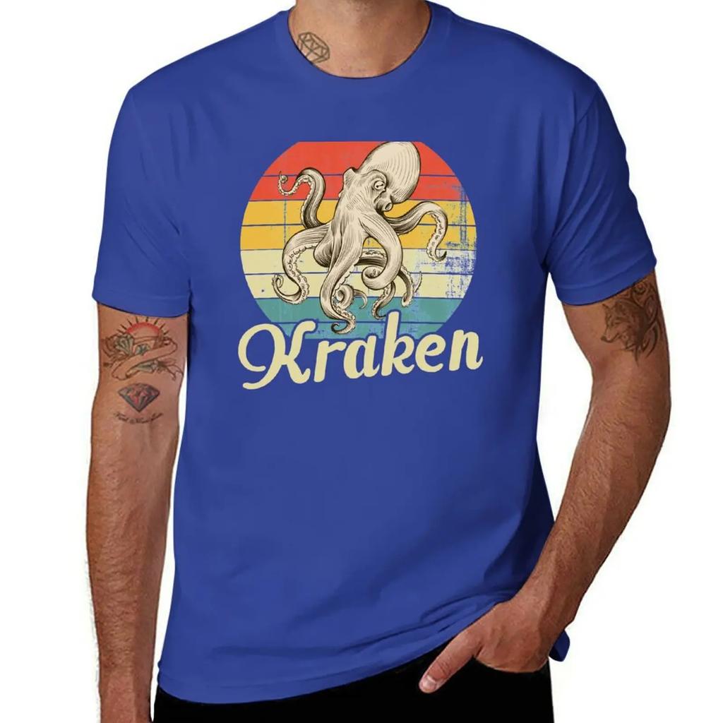 Kraken T-Shirt Blue Archive Anime Aesthetic Clothing Men Clothings