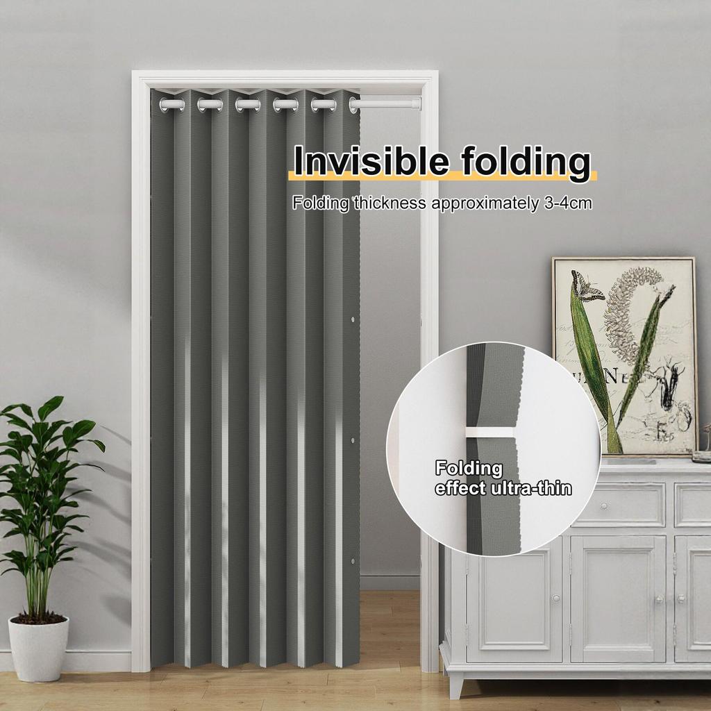 Full Blackout Waterproof Magnetic Door Curtain: No-Drill, Windproof, Soundproof, Invisible Folding Partition