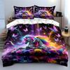 3-teiliges Verzaubertes Einhorn Bettwäsche-Set, Regenbogen-Einhörner Mit Neon-Schmetterlingen Aufdruck Bettbezug, Skurrile Schlafzimmer-Dekoration