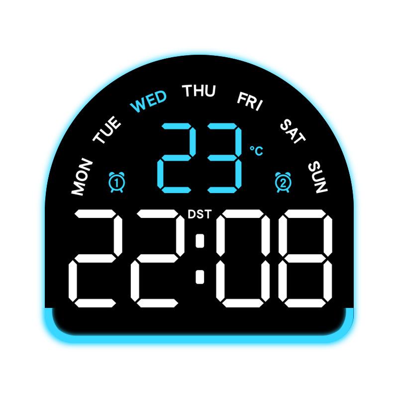 USB Powered Digital Alarm Clock with Mood Light TEMP Date Week 3-level Brightness Table Clock Auto Dimmable 12/24H LED Clock