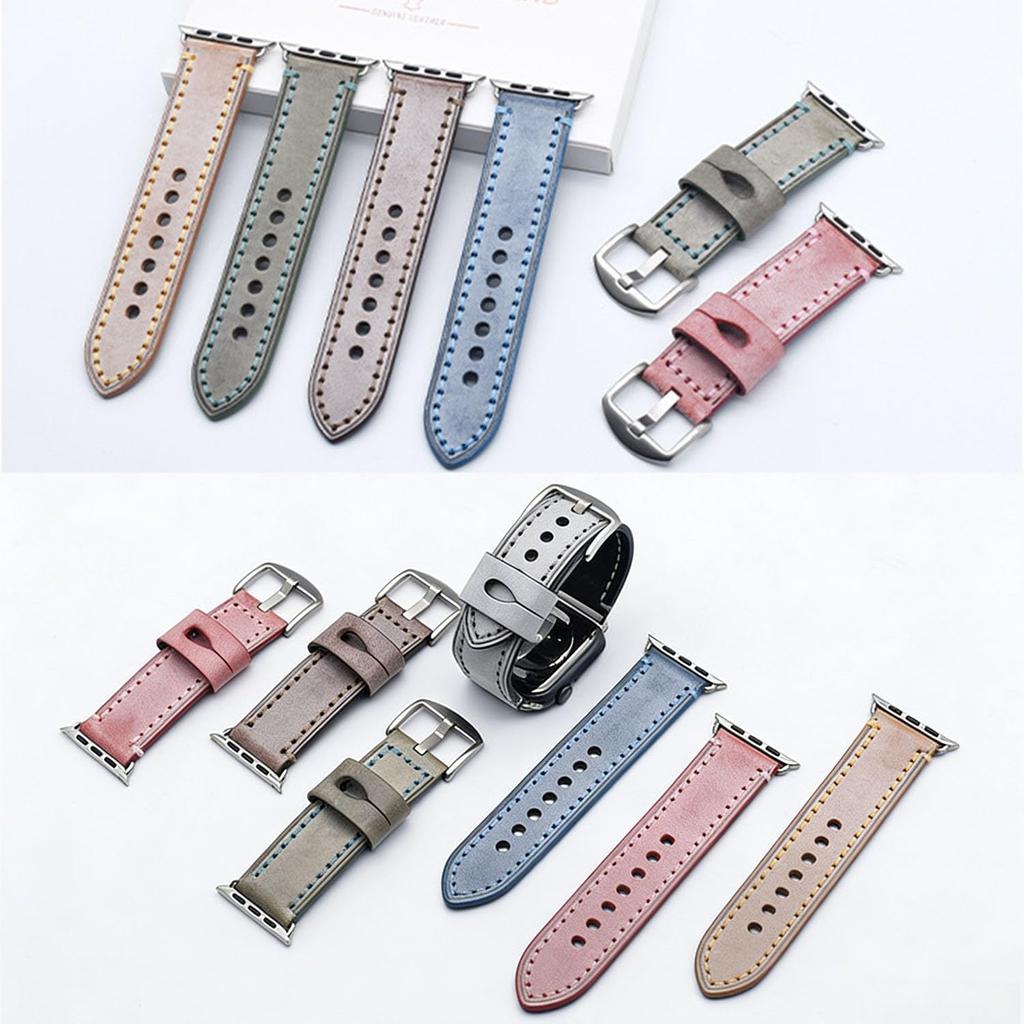 [TON CHARME] Compatible Watch Band, Genuine Leather Replacement Strap, 384041424445mm, Compatible with Series 10 9 8 7 SE 6 5 4 3 2 1 (Coffee, for