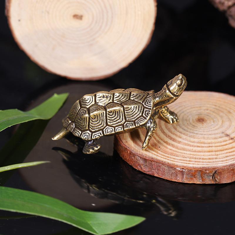 Schildkrötenstatue aus reinem Kupfer, Vintage-Schildkrötenfiguren aus Messing, für den Schreibtisch, Feng Shui-Ornament, Miniaturen, antikes Teehaustier, Basteln, Geschenke