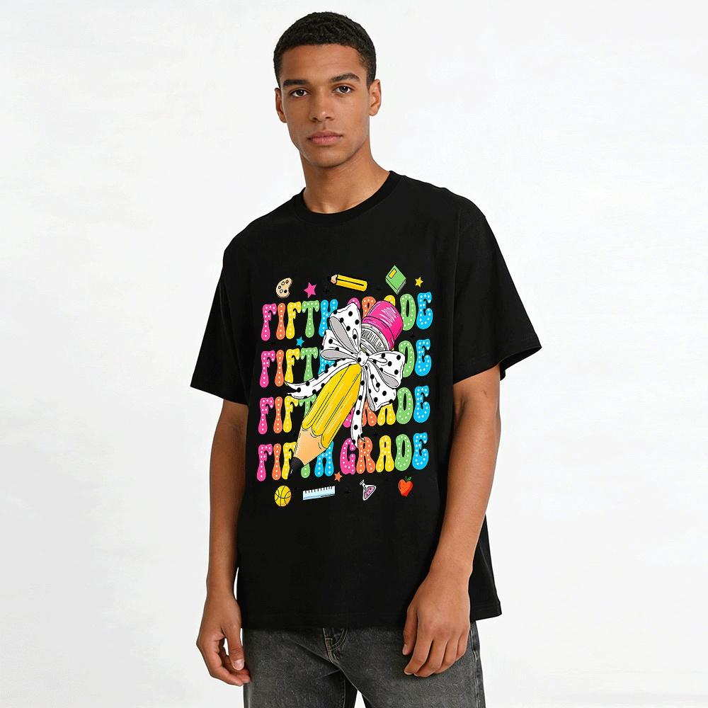 Cute Fifth Grade Back To School Graphic Print Top Pure cotton T-shirt