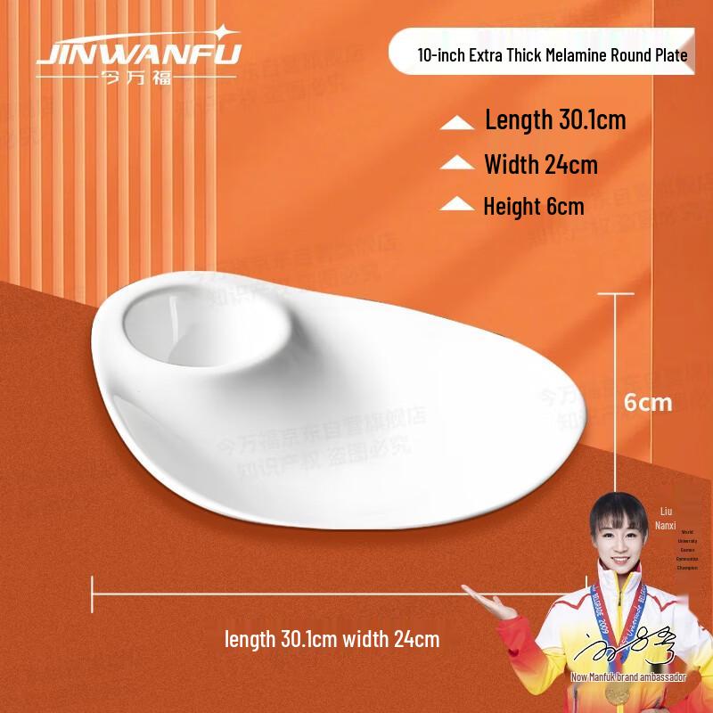 Jin Wan Fu Melamine Round Compartment Meal Plate