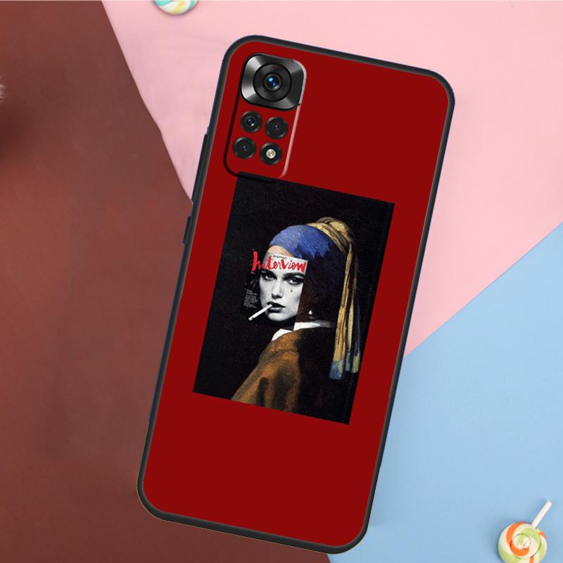 Red Aesthetics Doodles Art Cover For Xiaomi Redmi Note 14 13 12 9 10 11 Pro 9S 10S 11S 12S Redmi 14C 10C 12C 13C Case