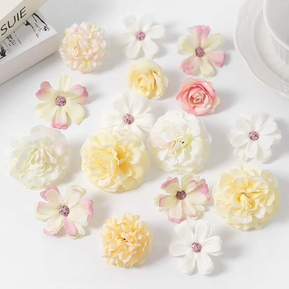 7/16Pcs Artificial Flowers Silk Fake Flower Head for Home Decor Wedding Marriage Decoration DIY Garland Gift Craft Accessories