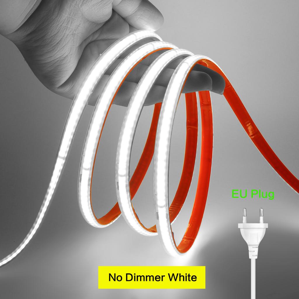 220V Dimmable COB LED Strip Kit 240 LEDs M Waterproof Flexible Neon Tape White Warm Natural Light for Home