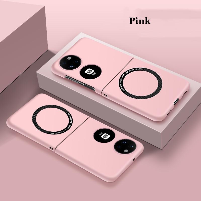 

Матовый магнитный чехол для ПК с защитой от отпечатков пальцев для Huawei P50 Pocket 2, автомобильный адсорбционный противоударный чехол-накладка P50 Pocket 2 розовый