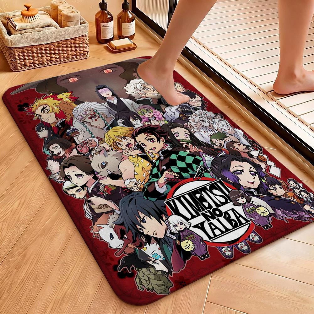 Demon Slayer Character Collection Indoor Rug Thick Nonslip Carpet For Study Reading Area Home Decor Halloween Gift