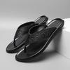 Men's Genuine Leather Toe Post Flip-Flops: Casual Embossed Summer Sandals