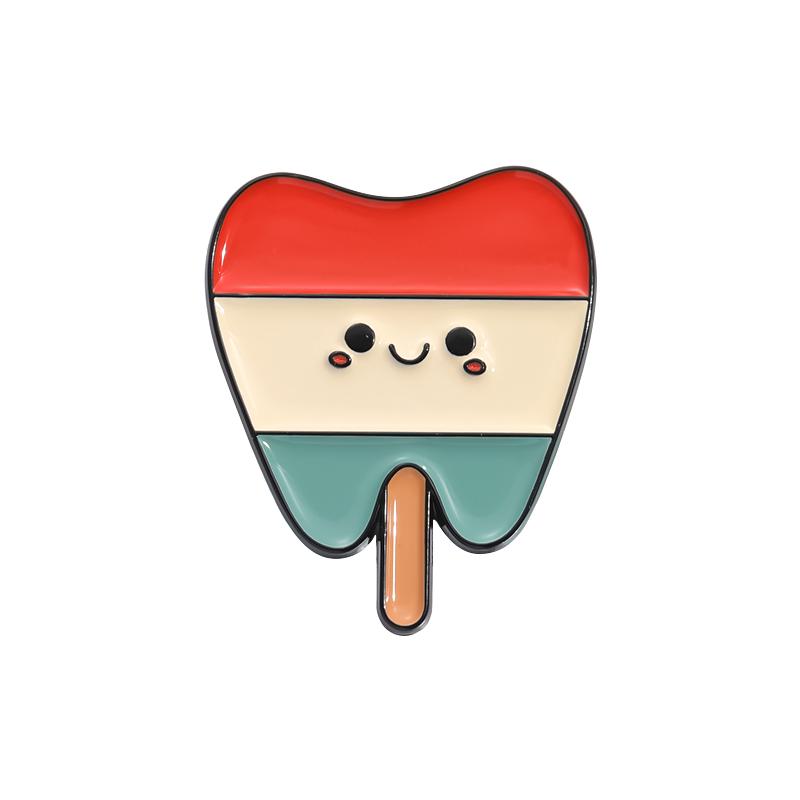 Schützen Sie die Zahngesundheit Emaille-Pins Custom Donut Chip Kuchen Broschen Reversabzeichen Lustiger Schmuck Geschenk für Kinder Freunde